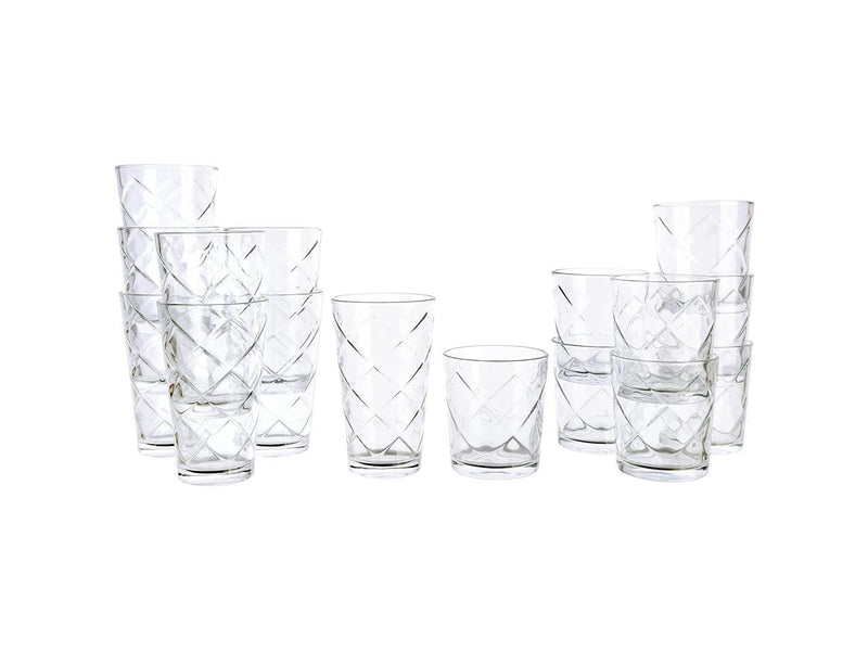 16pc Etched Glass Tumbler Set