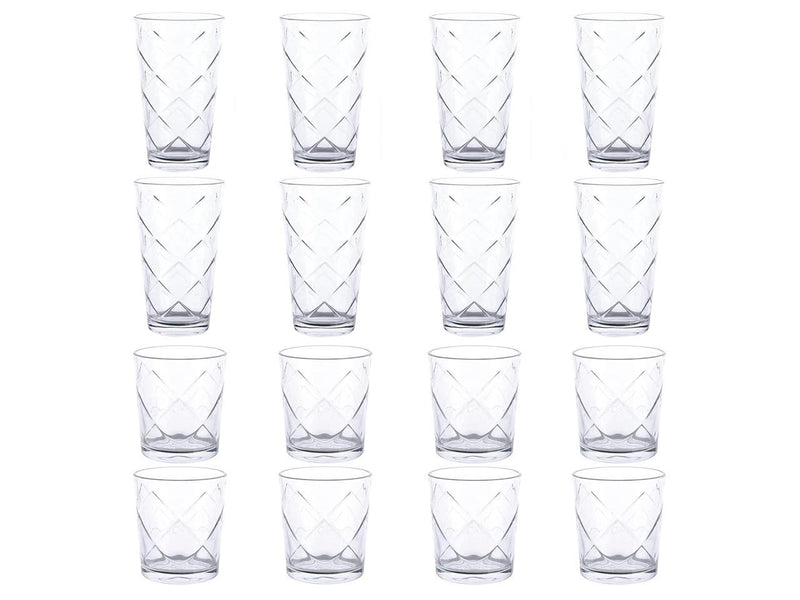 16pc Etched Glass Tumbler Set