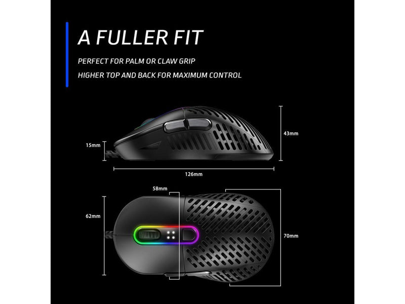 MOUNTAIN Makalu 67 RGB Gaming Mouse with Unique Patented Lightweight Rib Design
