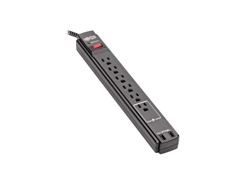 Safe-IT Surge Protector 6-Outlet 2 USB Ports Antimicrobial 10ft Cord