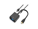 4XEM 8" HDMI To VGA M/F With Audio and USB Power Adapter 1080P Black