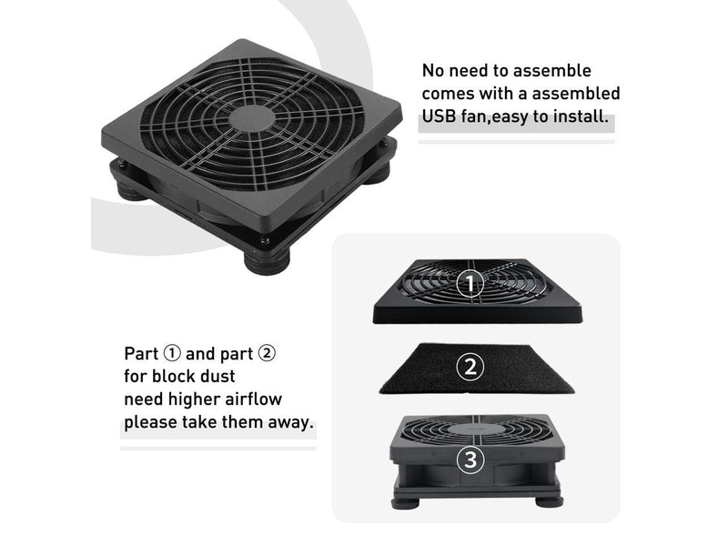 120mm 5V USB Powered PC Router Fan with Speed Controller High Airflow USB