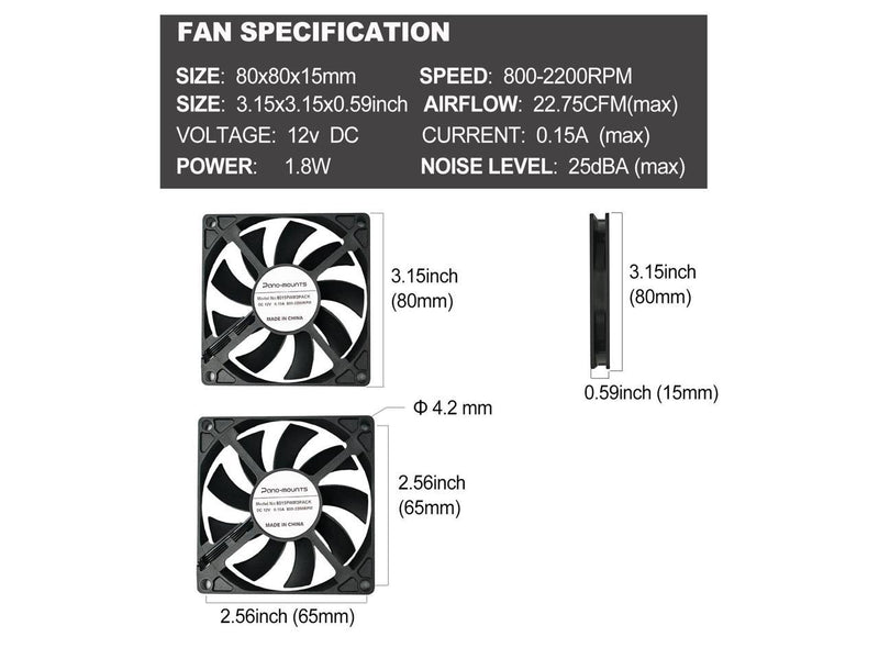 80mm Slim Quiet Computer Case Fan 12V 8015 4Pin PWM Silent PC Fans for Computer