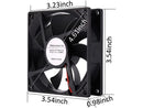 2 Pack 90mm 92mm 12V DC Computer PC Fan 2 Wire 3pin Cooling Fan for Computer