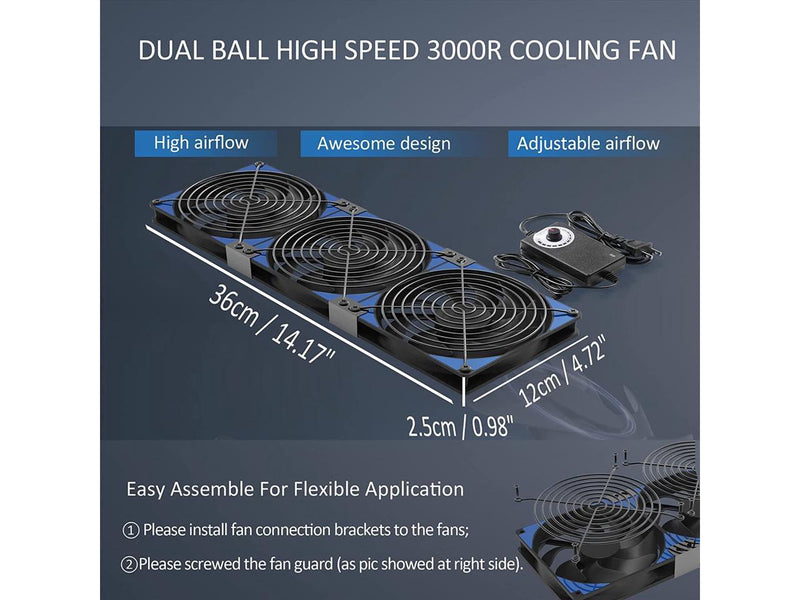 360mm Adjustable Computer PC Vent Fans with 3-12V Speed Controller for Chicken