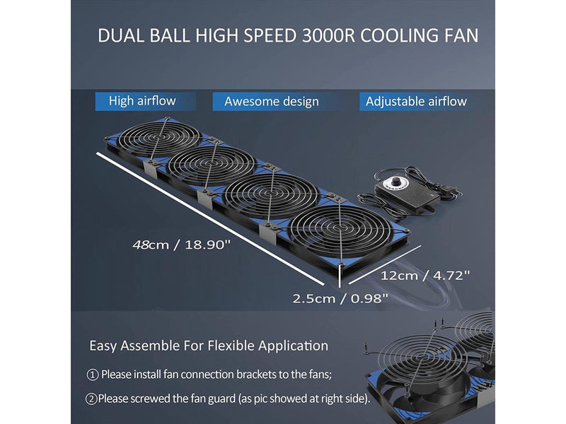 480mm Adjustable Computer PC Vent Fans with 3-12V Speed Controller for Chicken