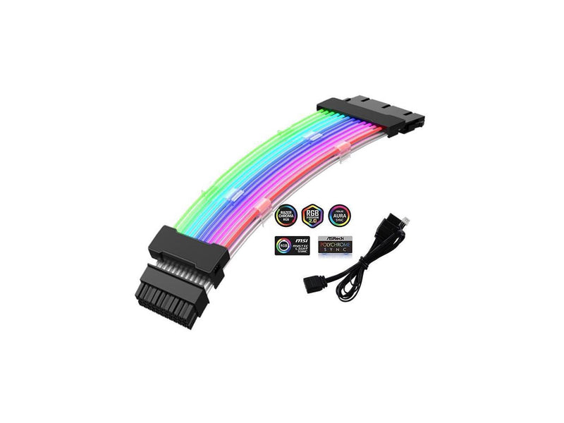 PANO-MOUNTS ATX 24Pin Power Supply Extension Cable Kits RGB PSU Cable with 5V