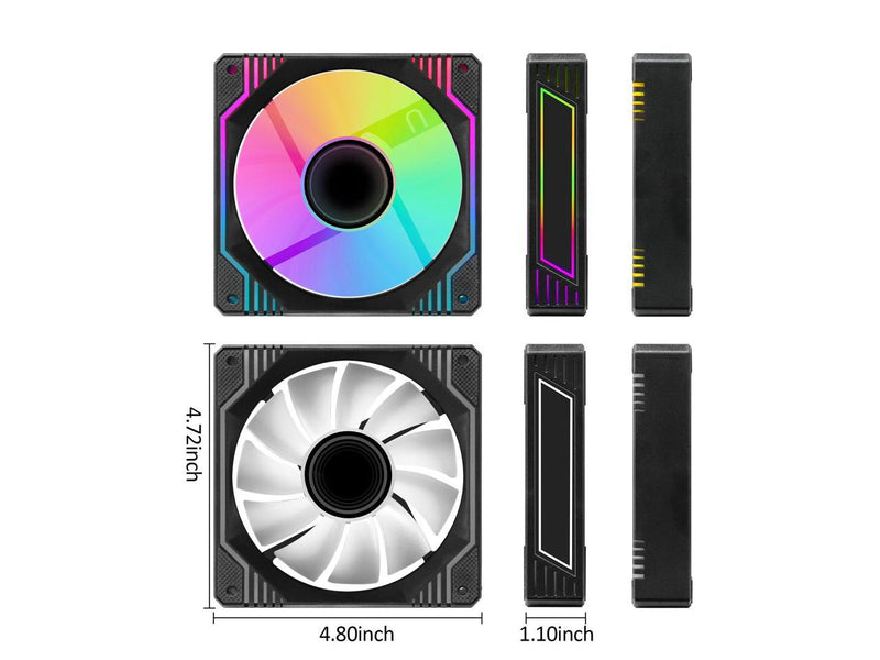 PANO-MOUNTS 120mm Black Infinity Mirror ARGB Fans 5V 3Pin Addressable RGB Fans