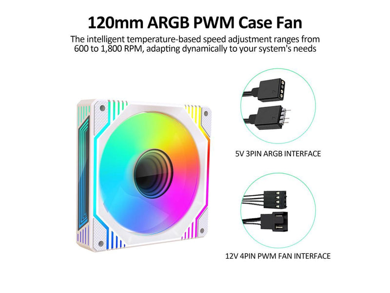 PANO-MOUNTS 120mm White Infinity Mirror ARGB Case Fans 5V 3Pin Addressable RGB