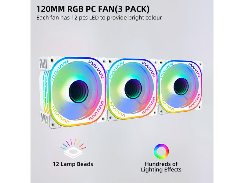 PANO-MOUNTS 120mm RGB Case Fans 12V Infinity Mirror Fan Quiet Gaming PC Computer