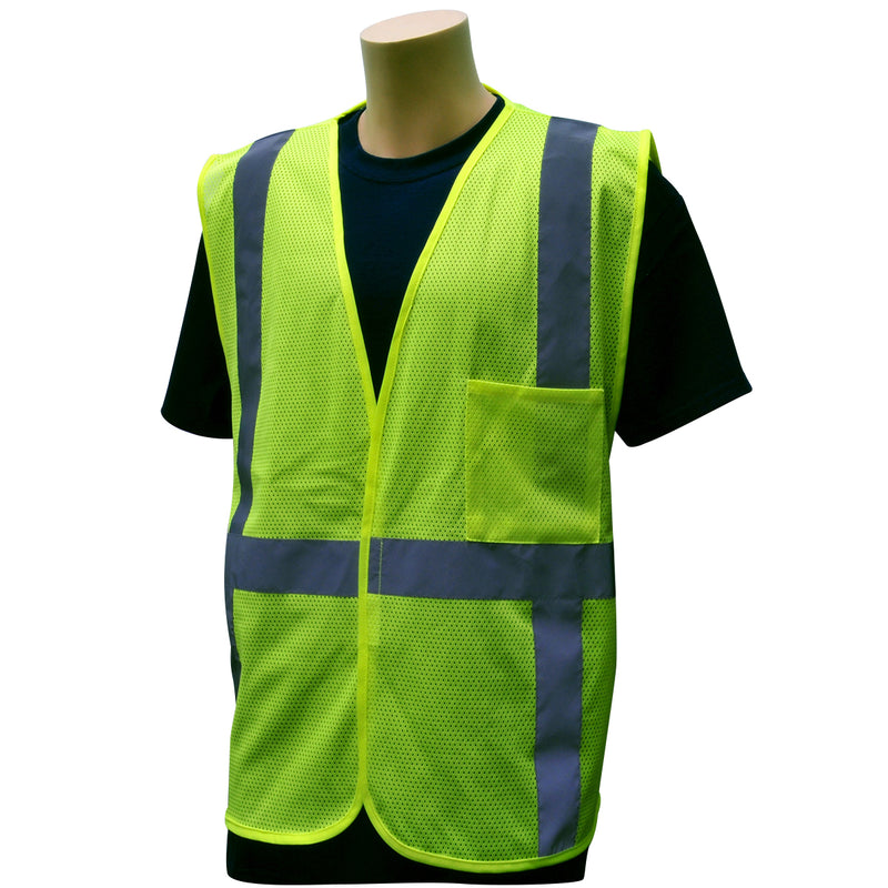 Class 2 Safety Vest Reflective High Visibility Hi Vis Lime w Silver Reflective Tape Easy Closure L-XL