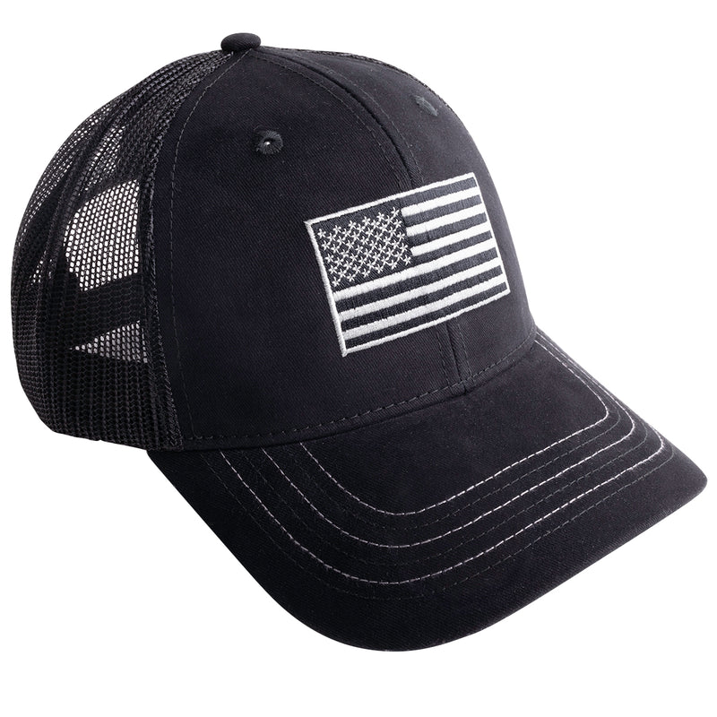 American Flag Patch Cap  Black