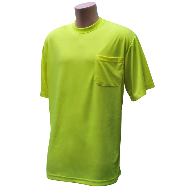 NON RATED SS POCKET TEE HIVIS. LIME 2X