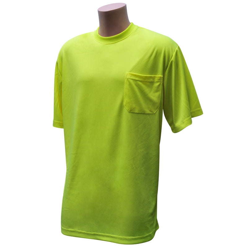 NON RATED SS POCKET TEE HIVIS. LIME 3X