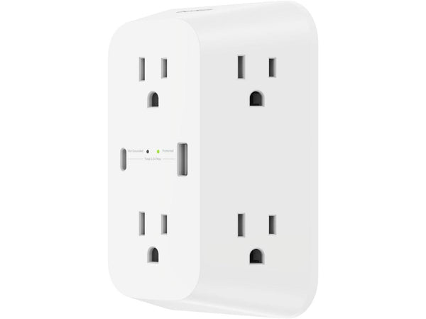 Belkin 6-Outlet Surge Protector Power Strip, Wall-Mountable with 6 AC Outlets,