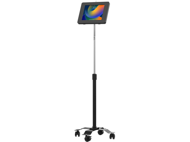 CTA Digital Compact Mobile Floor Stand with Universal Security Enclosure Black