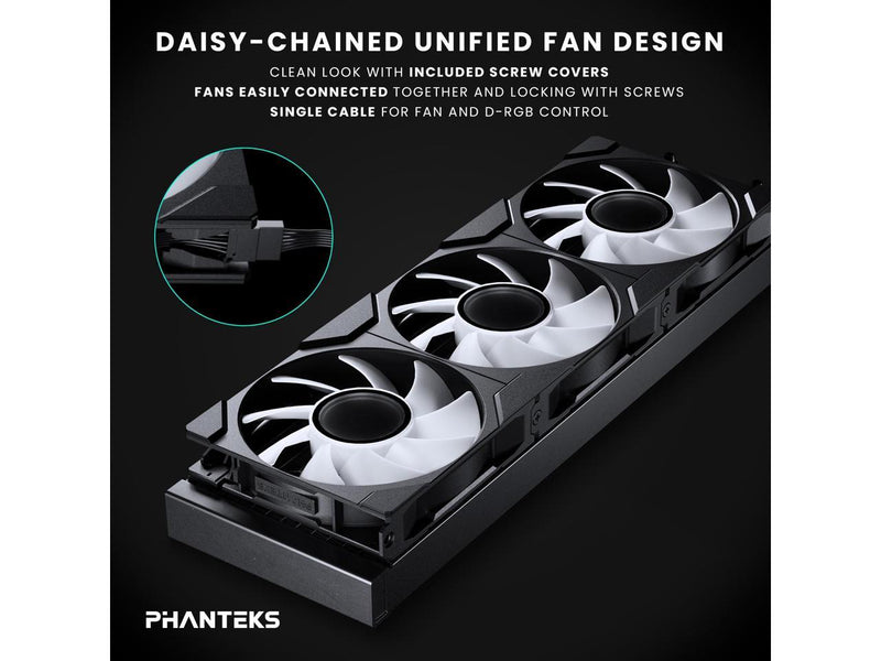 Phanteks Glacier One 360M25 G2 AIO Liquid CPU Cooler, Black, RGB Pump Cap