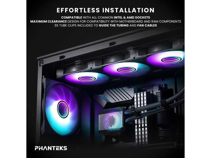 Phanteks Glacier One 360M25 G2 AIO Liquid CPU Cooler, Black, RGB Pump Cap