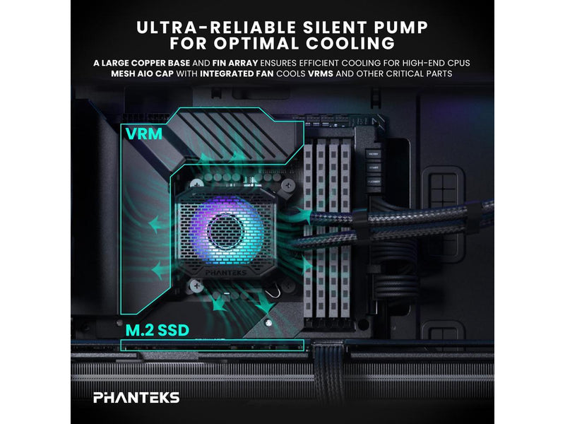 Phanteks Glacier One 360M25 G2 AIO Liquid CPU Cooler, Black, RGB Pump Cap