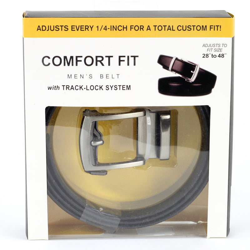 Comfort Fit Track Belt Adjustable for Custom Waistline 28 to 48 Inch - Black
