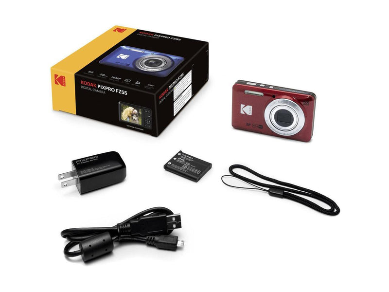 Kodak PIXPRO FZ55 Friendly Zoom Digital Camera, Red