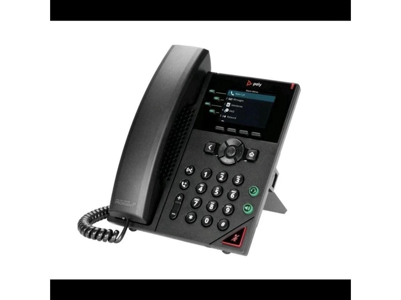 HP Poly VVX 250 IP Phone Corded- Corded Desktop Wall Mountable Black Model