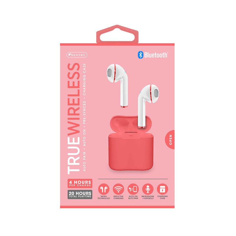 TW Earbuds w. Charging Case Coral Red