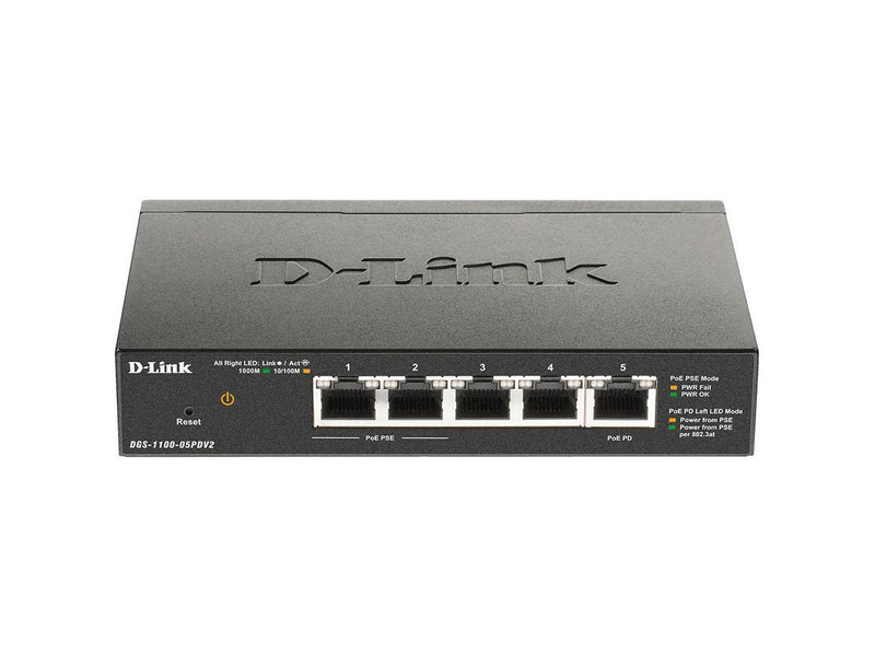 D-Link 5-Port Gigabit Smart Managed PoE-Powered Switch | PoE Extender | 2 PoE
