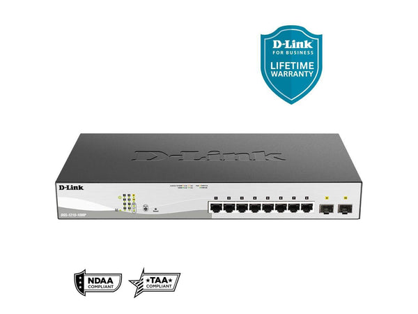 D-Link 10-Port Gigabit Smart Managed PoE+ Switch | 8 PoE+ Ports (130W) + 2