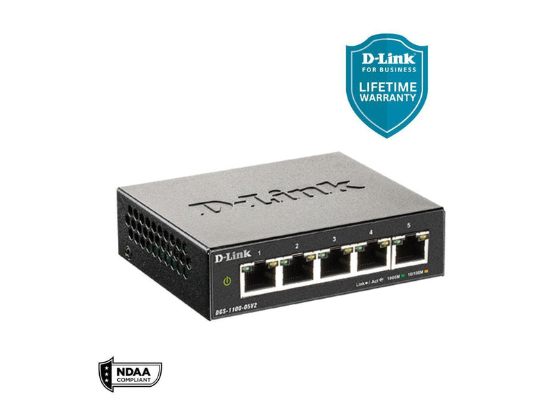 D-Link 5-Port Gigabit Smart Managed Switch | Web Managed | Cable Diagnostics |