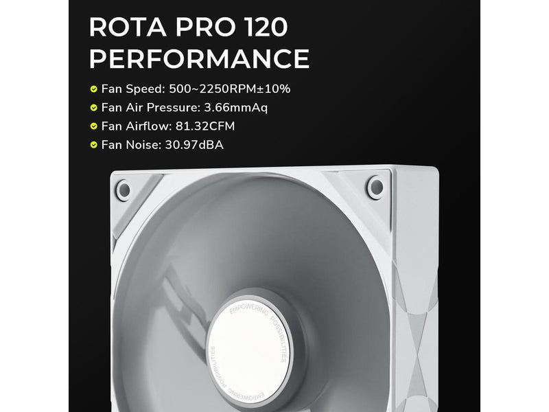 TRYX ROTA PRO 120 White 120mm Case Fan 4-Pin PWM LCP Material FDB Case Fan