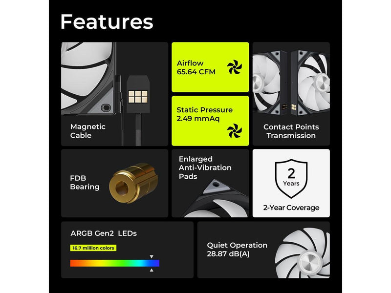 TRYX ROTA SL ARGB 120mm Case Fan 3in1 Contact Connection with Magnetic Cable