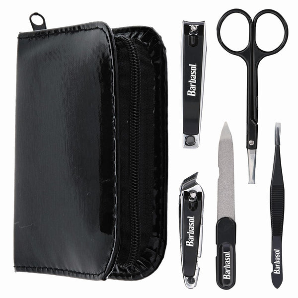 Barbasol Personal Nail Kit 6-Piece Nail Grooming Set with Travel Case - Black