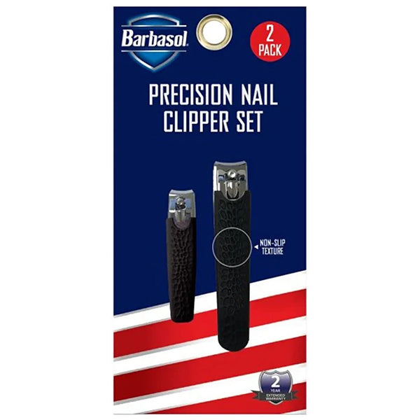 Barbasol Nail Clipper Set Non-Slip Textured Grip for Fingernail and Toenail Cutting