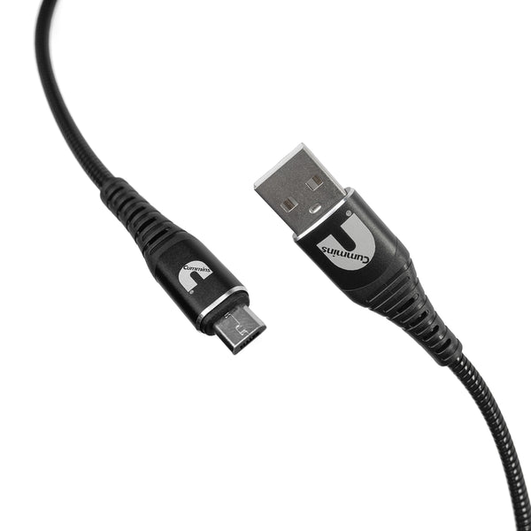 Cummins Long Micro Flex Steel Cable Charger Cord USB-A to Micro Charging Cord 8ft CMN4715