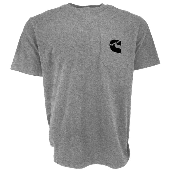 Cummins Unisex T-Shirt Short Sleeve Sport Gray Pocket Tee CMN4753  - Medium