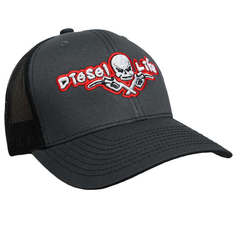 Diesel Life Snapback Trucker Hat Flex Fit - Charcoal and Red