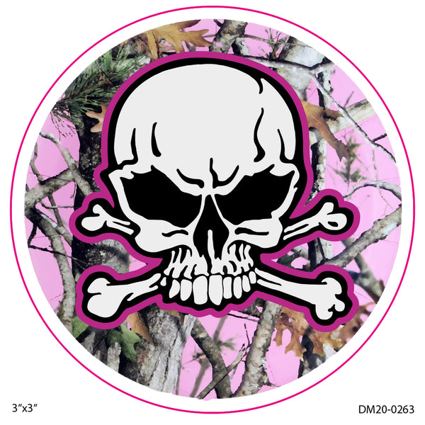 Decal - 3in Pink Camo Skull 2PK