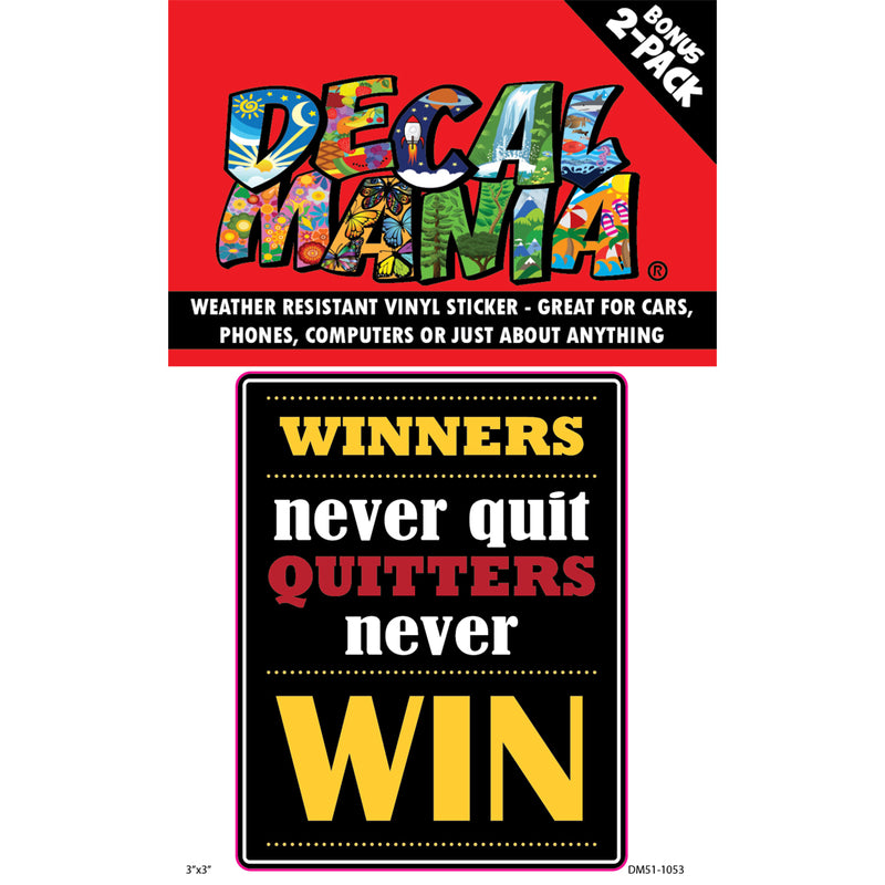 Decal Winners Never Quit 2PK 3in