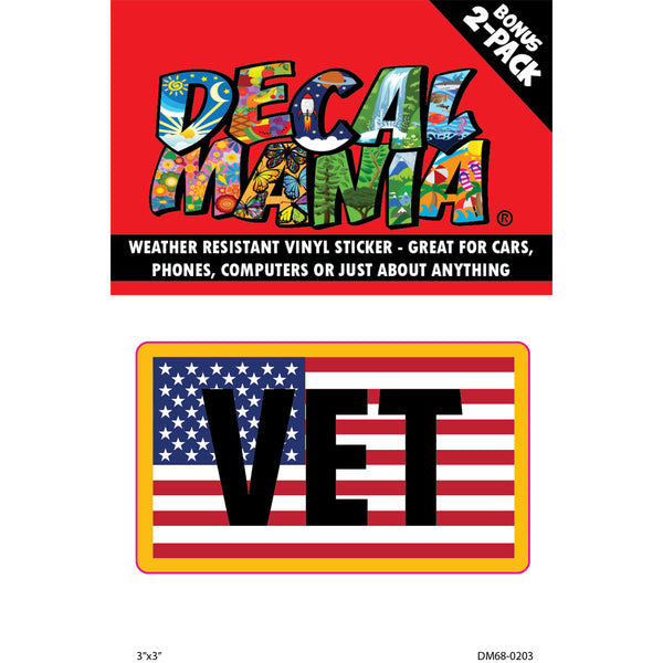 Decal USA Veteran Flag 2PK 3in