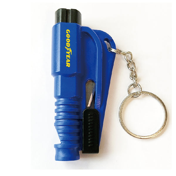 Goodyear 4 in 1 Emergency Escape Tool GY3198 Spring Loaded Window Breaker and Seat Belt Cutter Keyring with Safety Whistle
