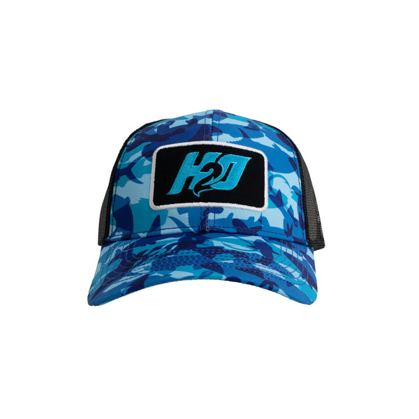 H20 Logo Trucker Hat  Blue Camo