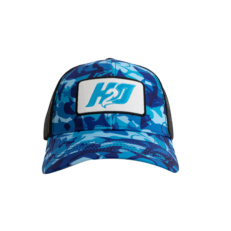 H20 Logo Trucker Hat  Blue Camo