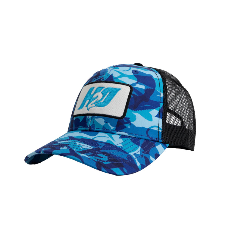 H20 Logo Trucker Hat  Blue Camo