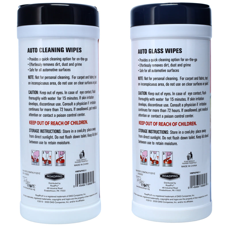 Glass and Cleaning Wipes Bundle Lemon-Scented Auto Wipes 2-Pack 30 Count Each HMPAPW30