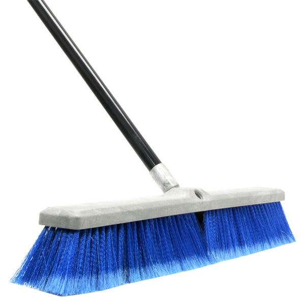 HelpMate Push Broom HMPB Outdoor Indoor 24 Inch Sweeping Head with 60-Inch Steel Long Handle Multi-Surface 3-inch Bristles Scrub Garage Patio - Blue