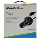 MobileSpec Micro 2.4A USB Car Charger MBS03120 - Small 12V Adapter USB Cable for Android and Other Devices 4.8A - Black