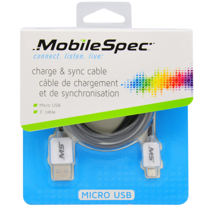 MBS MICRO USB TO USB SYNC CABLE FOAM BLK