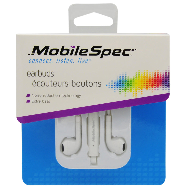 Stereo Earbuds with Inline Mic  White