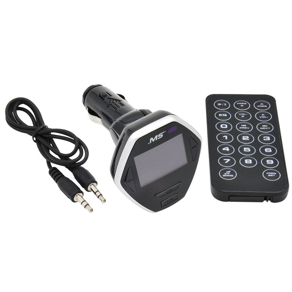 MobileSpec FM Transmitter with Remote MBS13200 - Playlist to Car Radio FM Transmitter with LCD Display Wireless Remote Control Function - Black